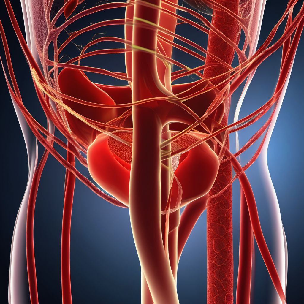 Injury of iliac blood vessels digital illustration