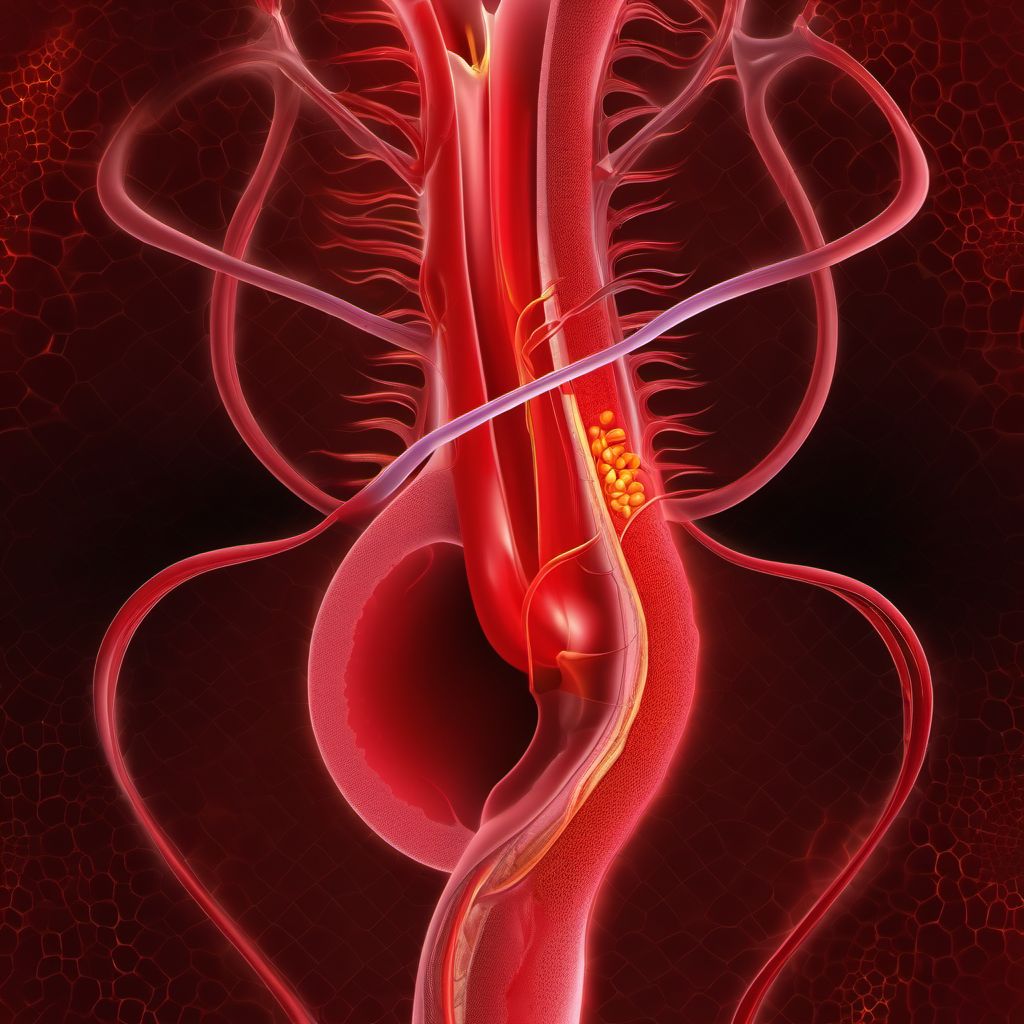 Injury of left uterine artery digital illustration