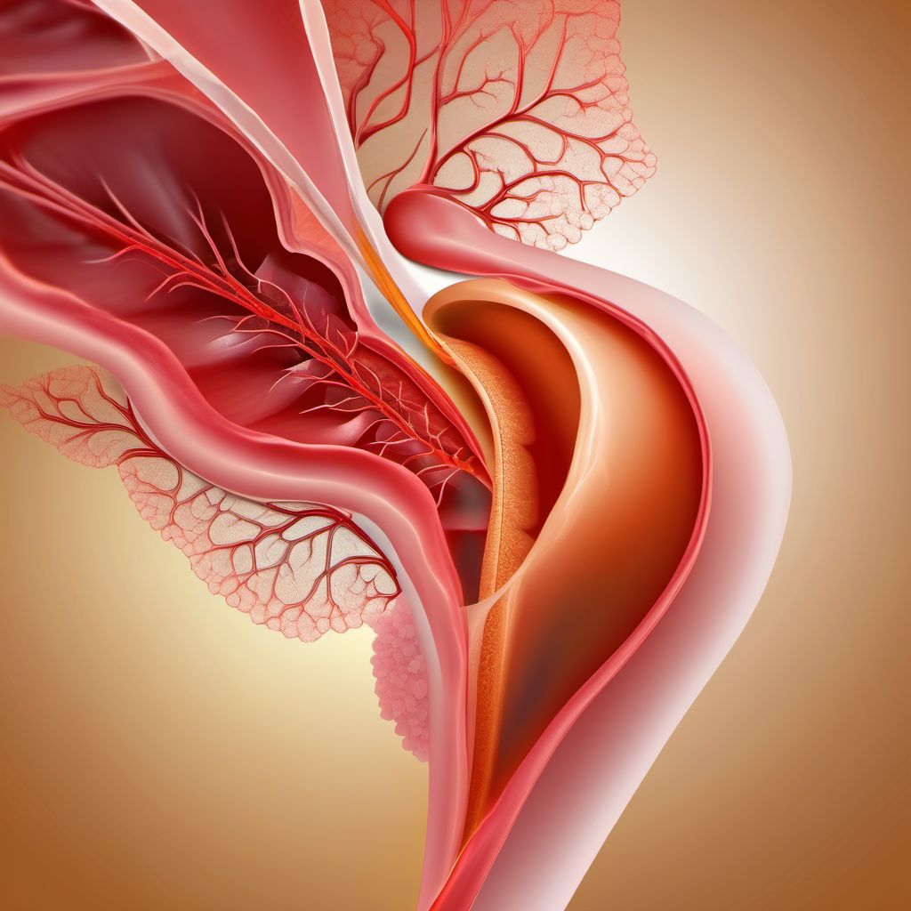 Injury of right uterine vein digital illustration