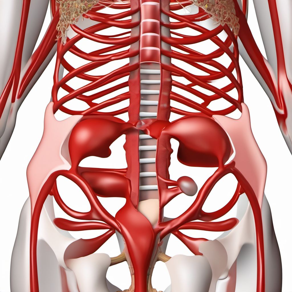 Unspecified injury of unspecified blood vessel at abdomen, lower back and pelvis level digital illustration