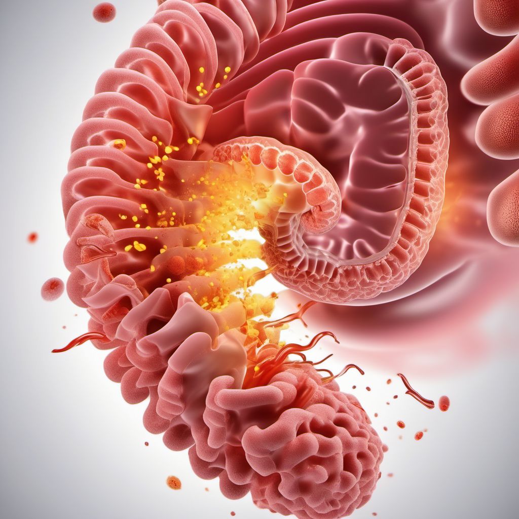 Primary blast injury of small intestine digital illustration