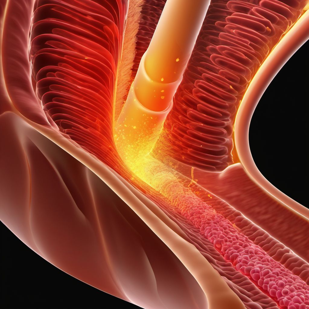 Primary blast injury of duodenum digital illustration