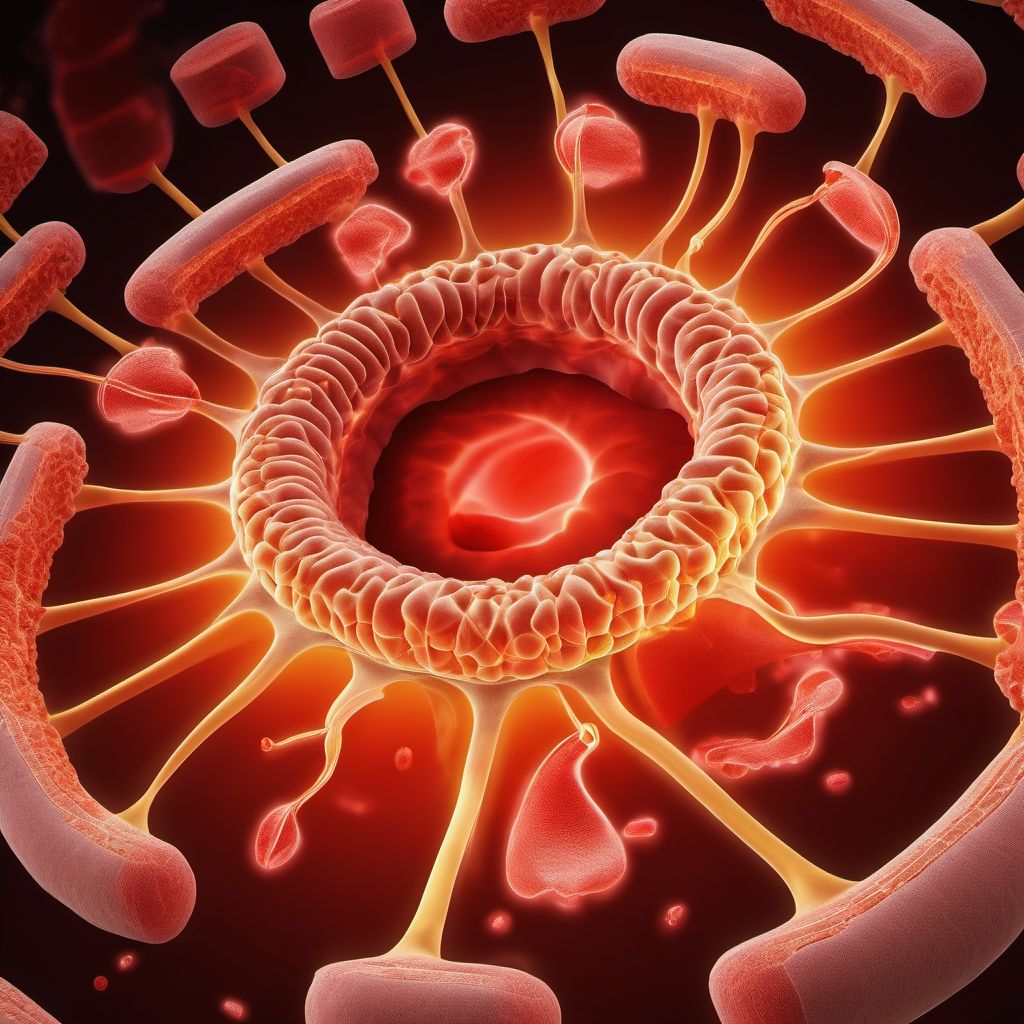 Primary blast injury of unspecified part of small intestine digital illustration