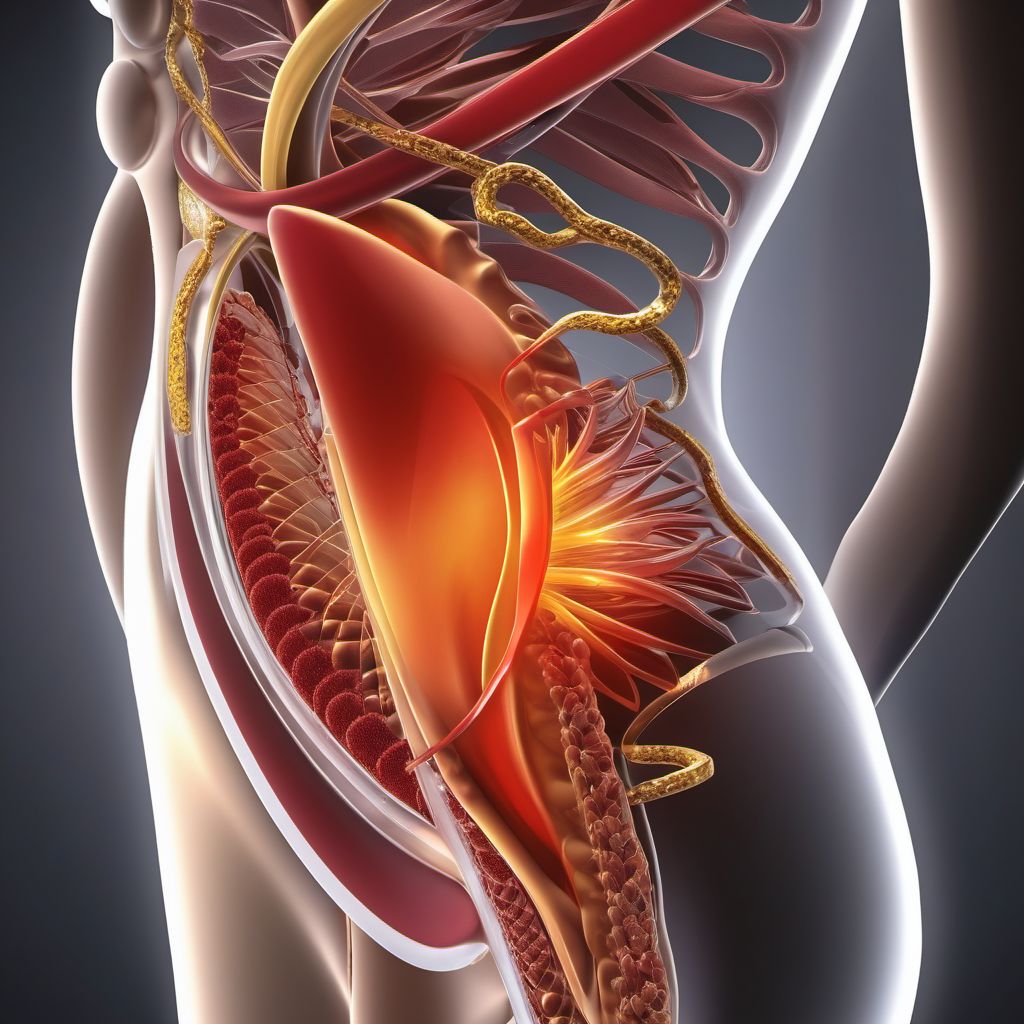 Unspecified injury of descending [left] colon digital illustration