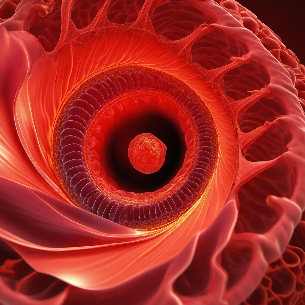 Primary blast injury of descending [left] colon digital illustration