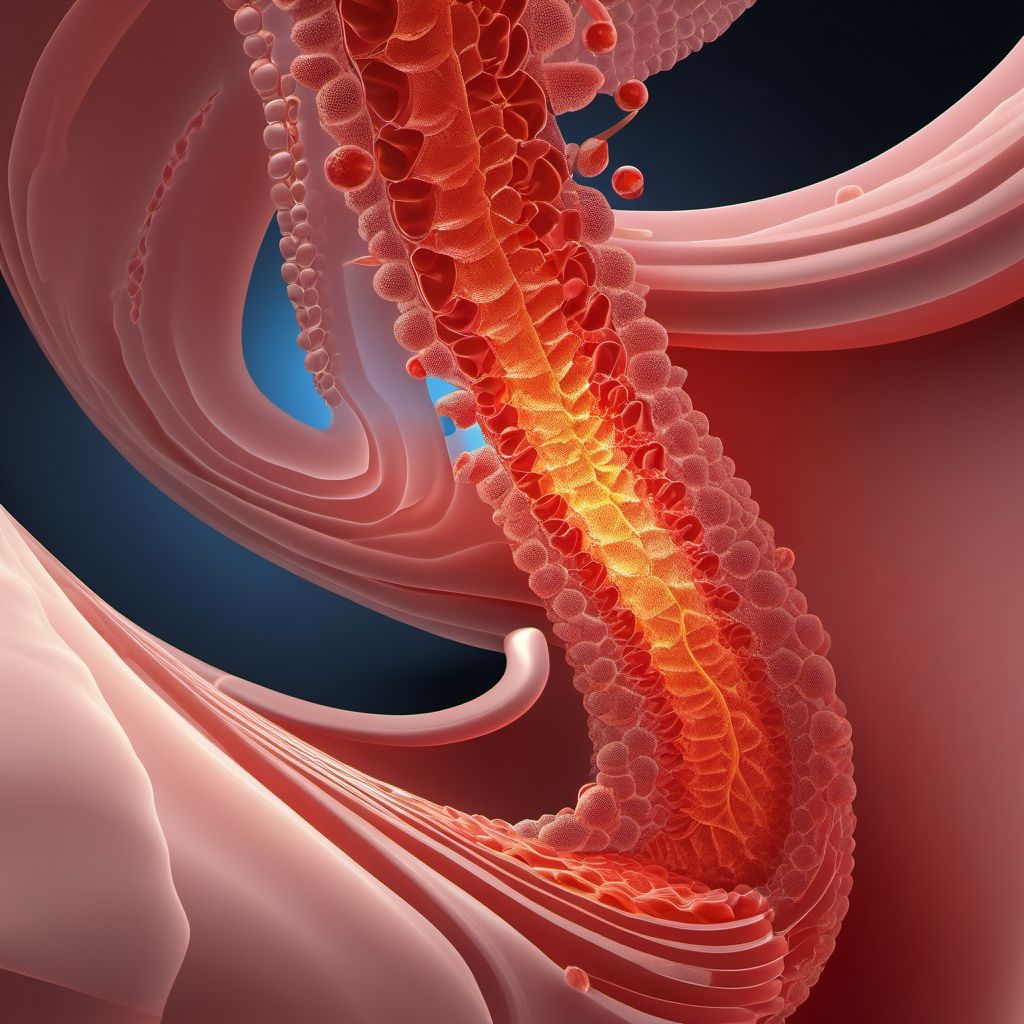 Laceration of ascending [right] colon digital illustration