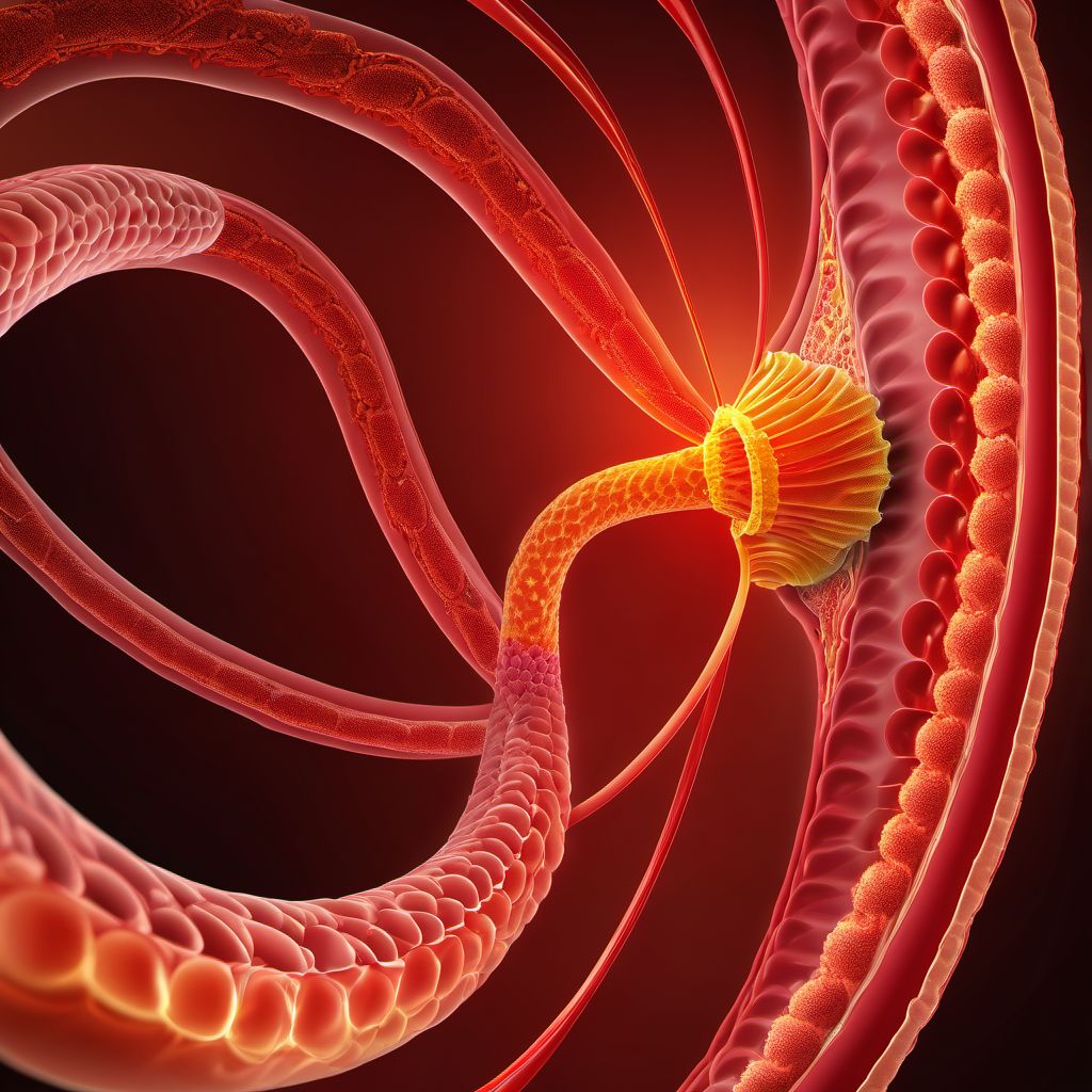 Laceration of sigmoid colon digital illustration