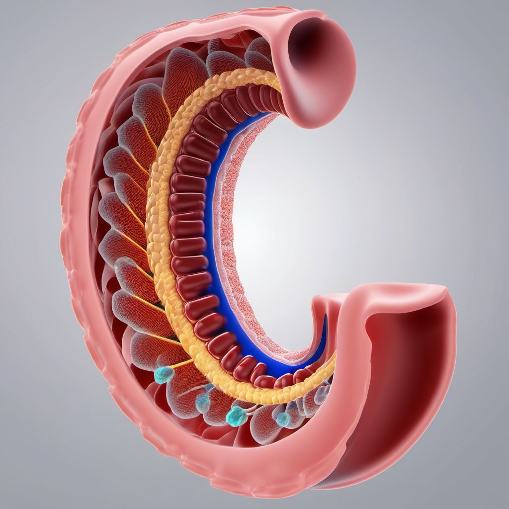 Other injury of ascending [right] colon digital illustration