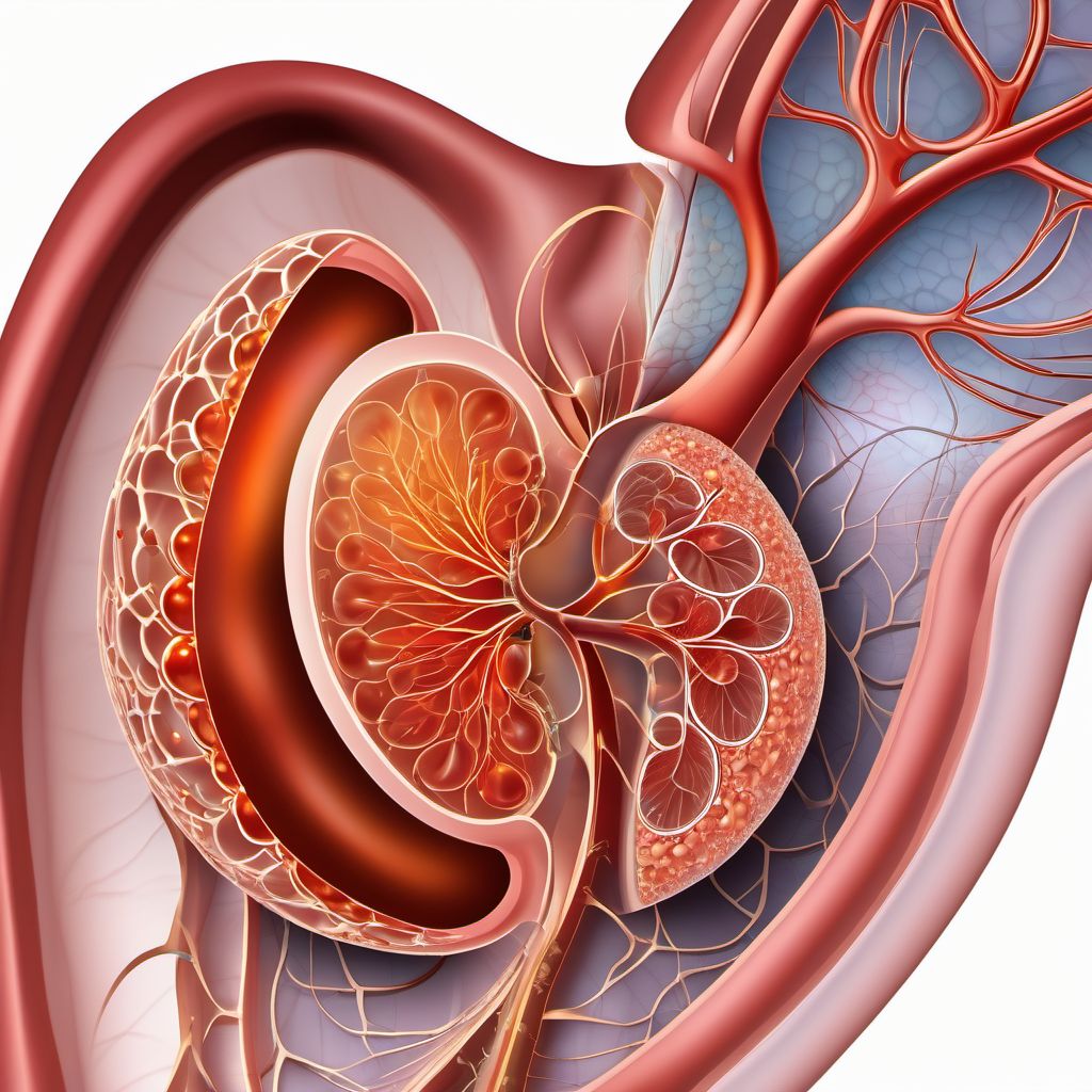 Moderate laceration of left kidney digital illustration