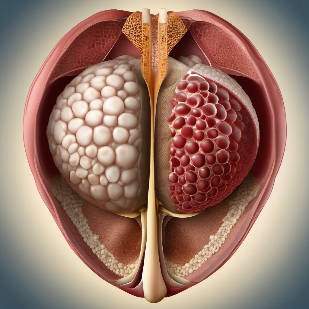 Partial traumatic amputation of scrotum and testis digital illustration