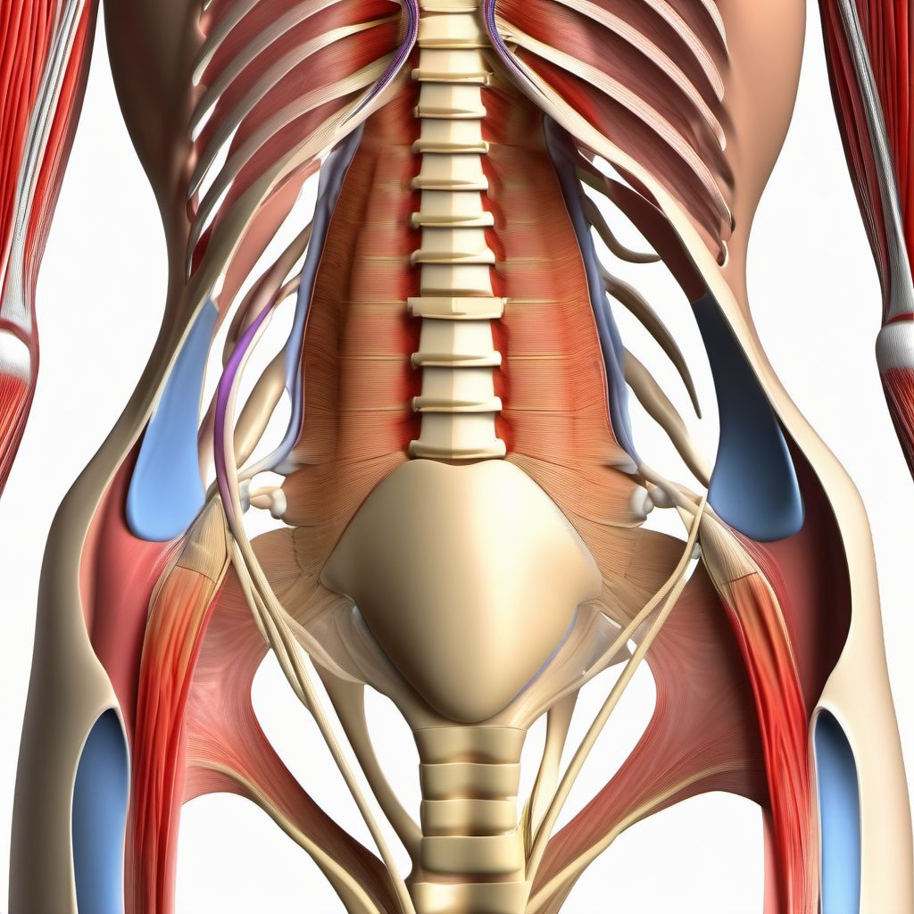 Strain of muscle, fascia and tendon of abdomen, lower back and pelvis digital illustration