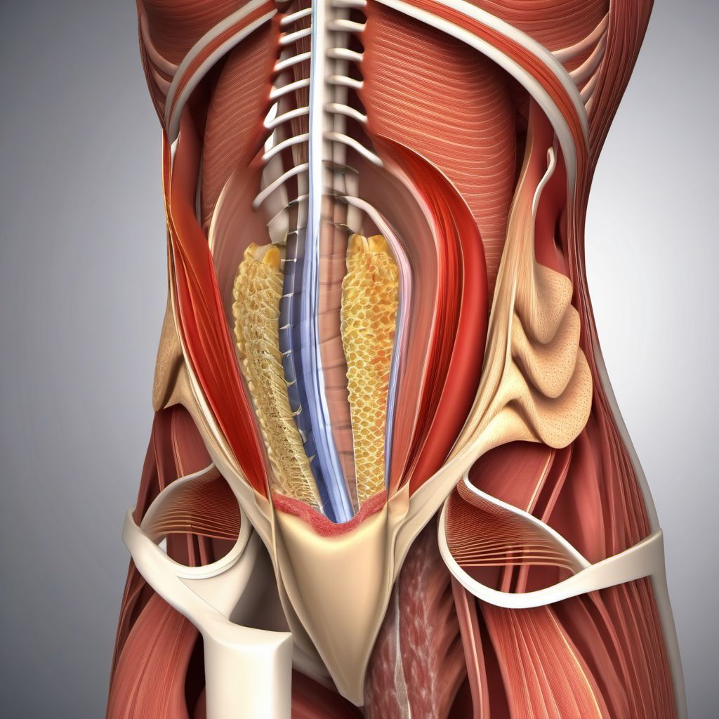 Strain of muscle, fascia and tendon of abdomen digital illustration