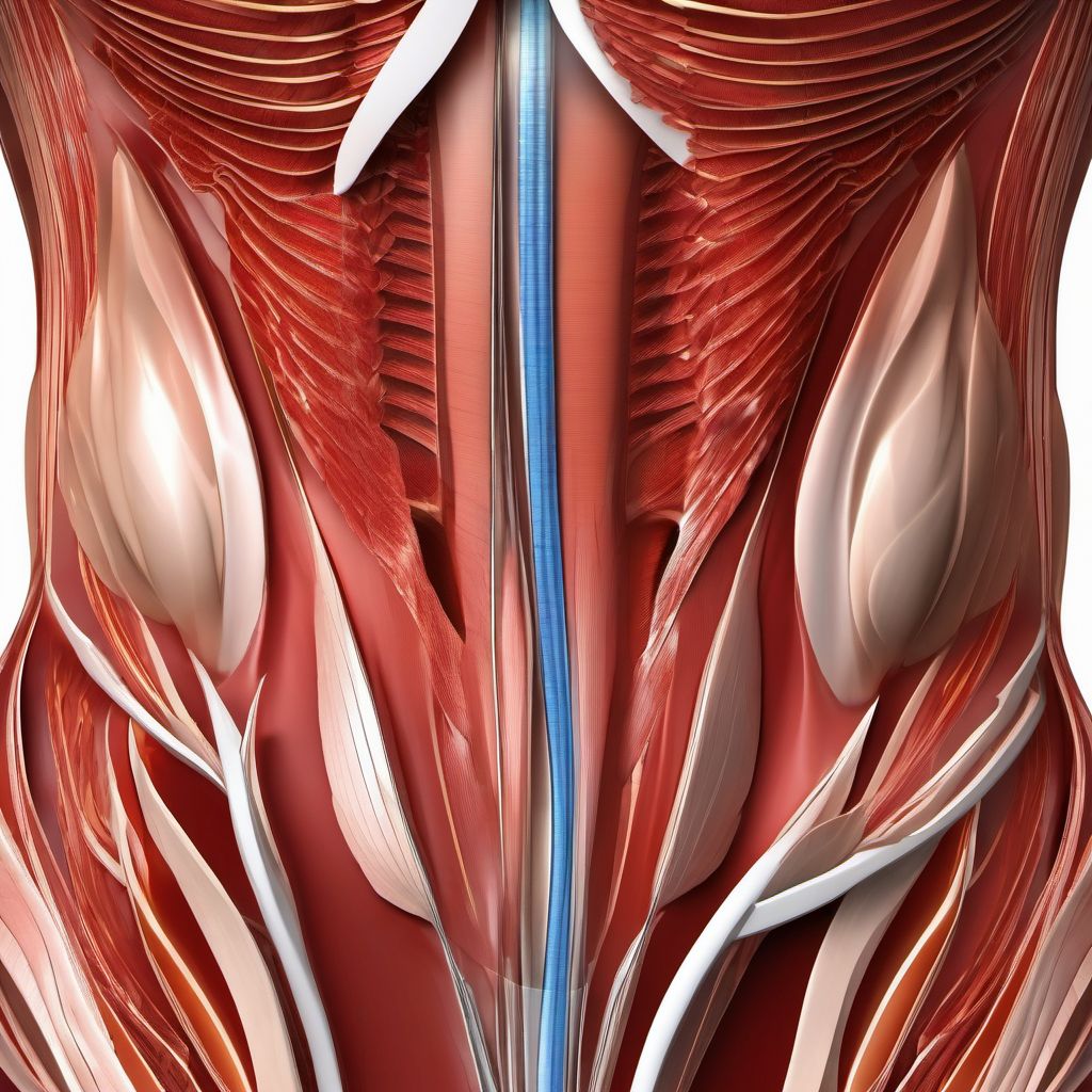 Laceration of muscle, fascia and tendon of abdomen digital illustration