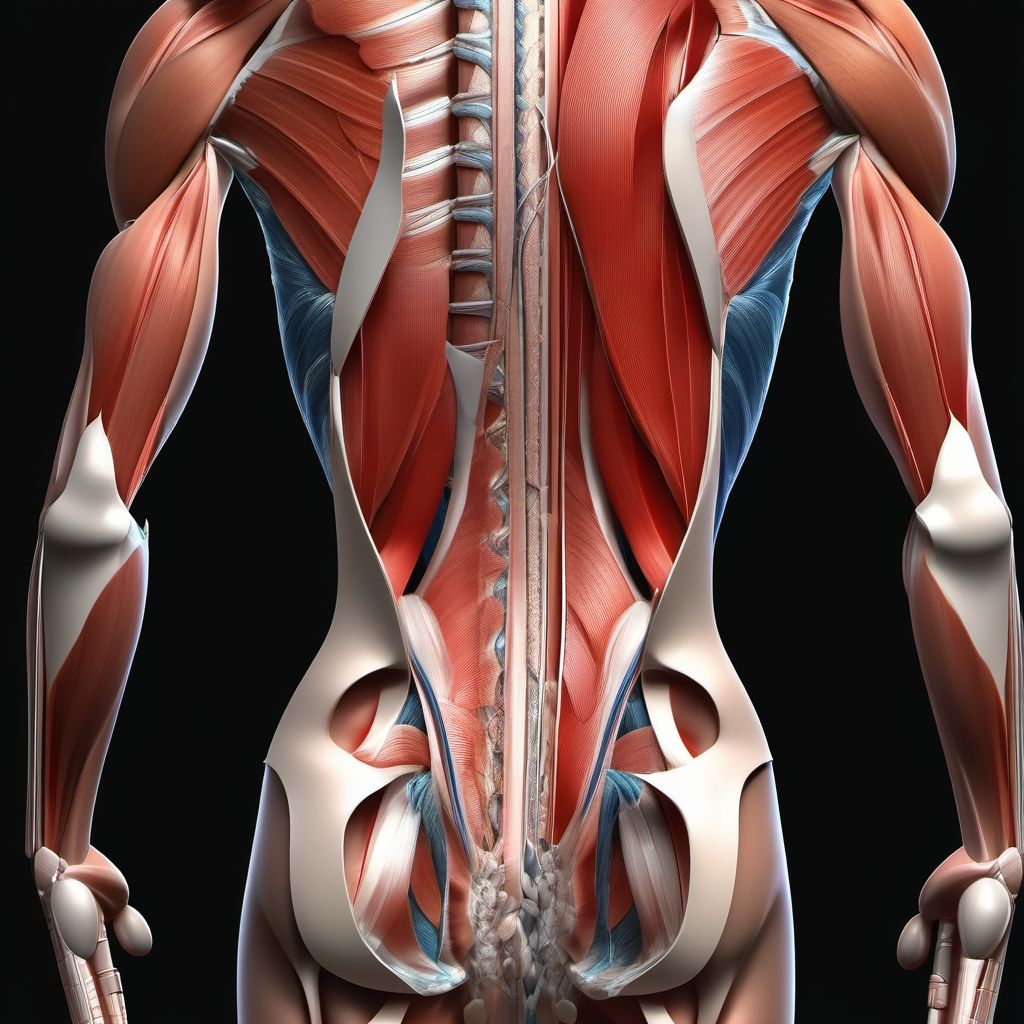 Laceration of muscle, fascia and tendon of lower back digital illustration