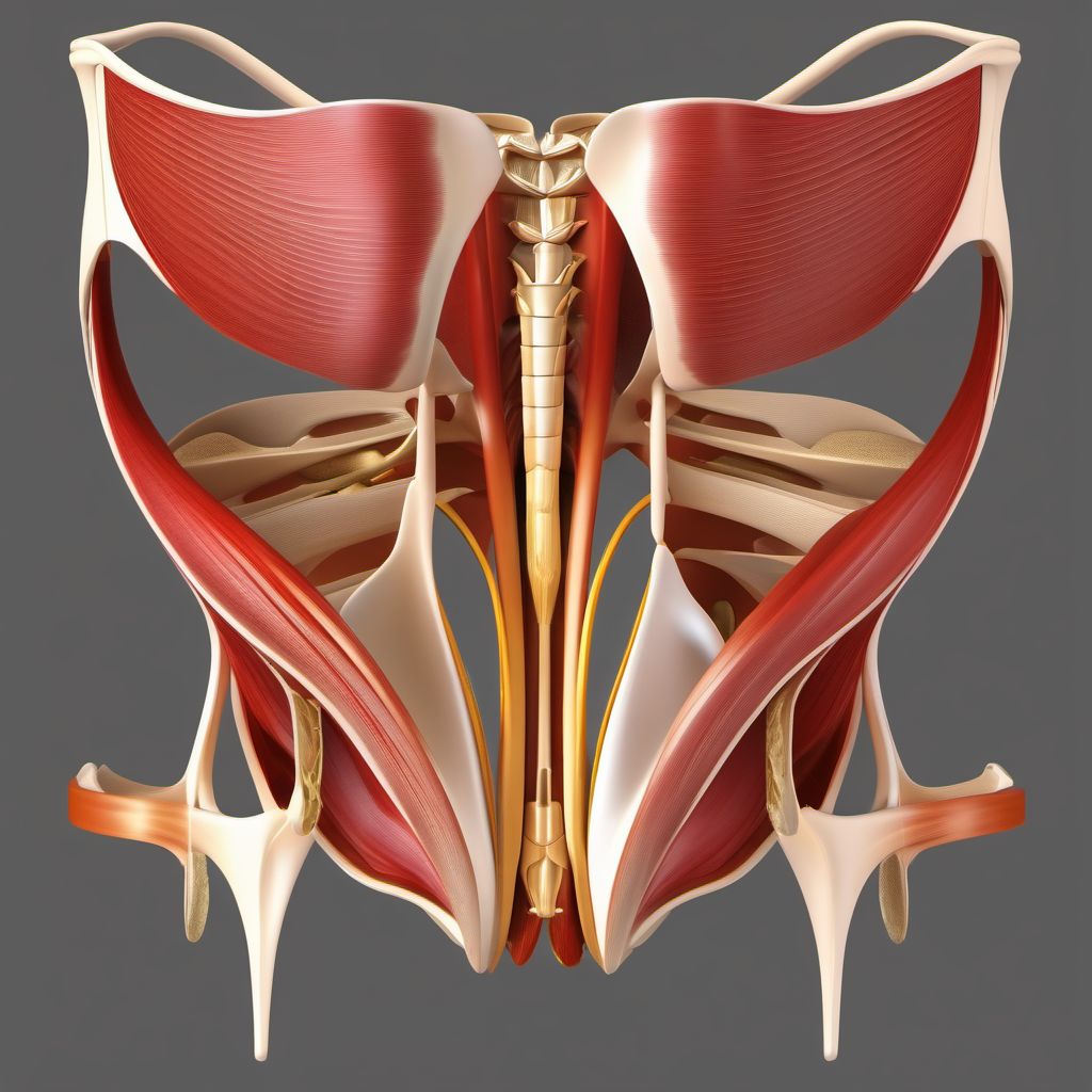 Other injury of muscle, fascia and tendon of pelvis digital illustration