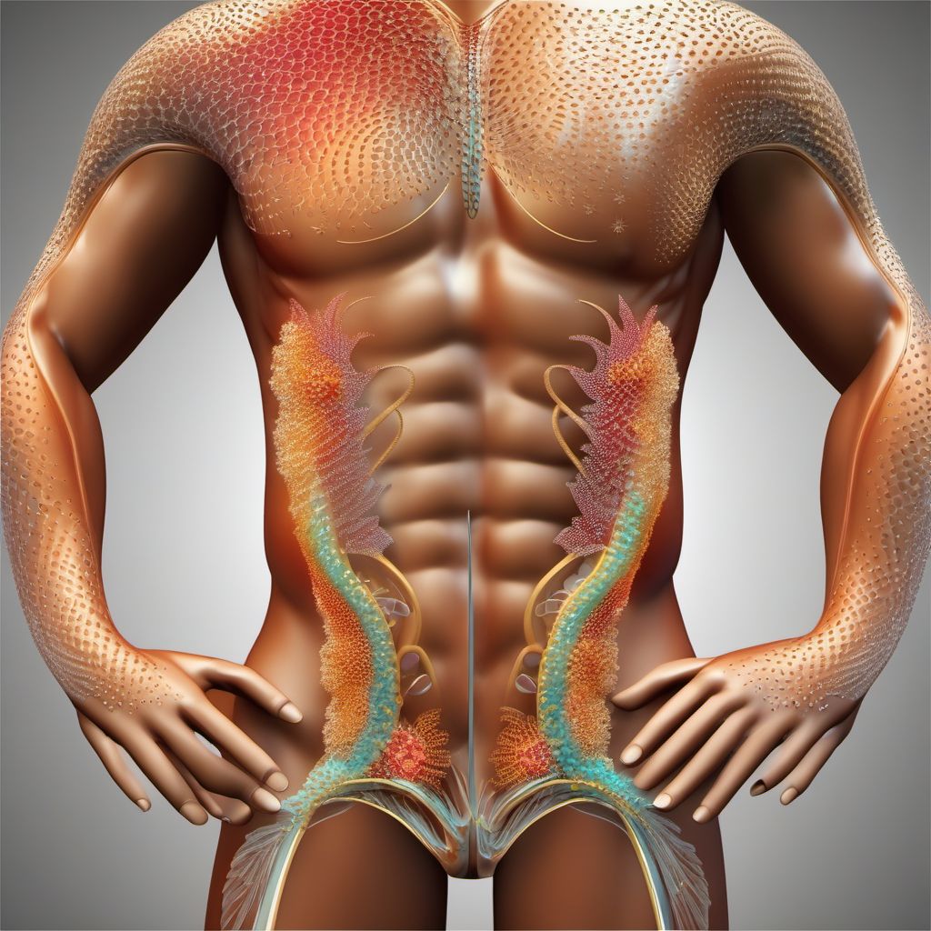 Blister (nonthermal) of right shoulder digital illustration