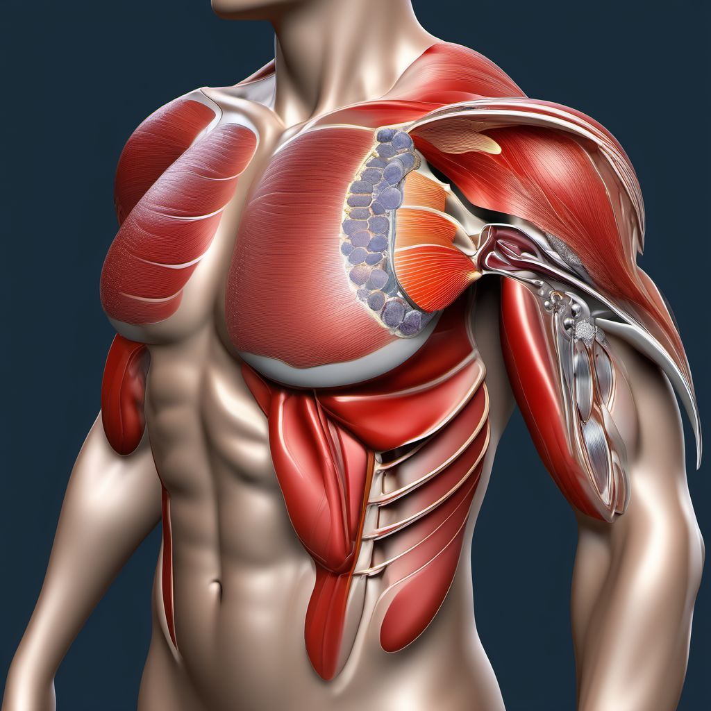 Other superficial bite of right shoulder digital illustration