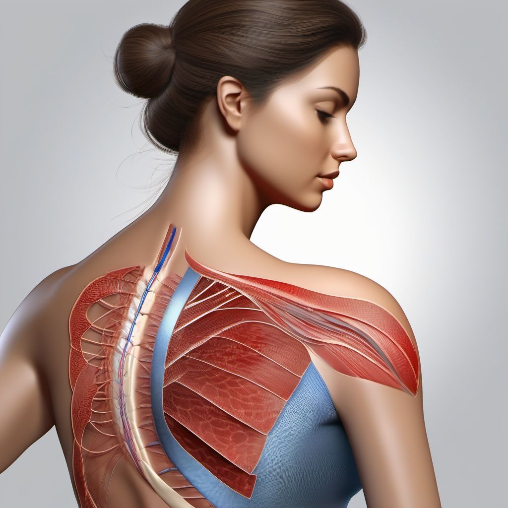 Laceration without foreign body of right shoulder digital illustration