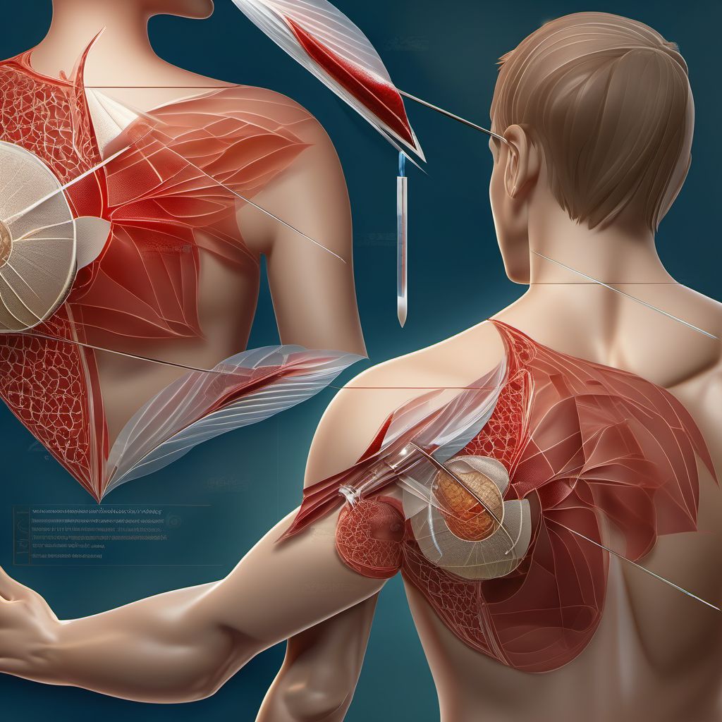 Laceration without foreign body of left shoulder digital illustration