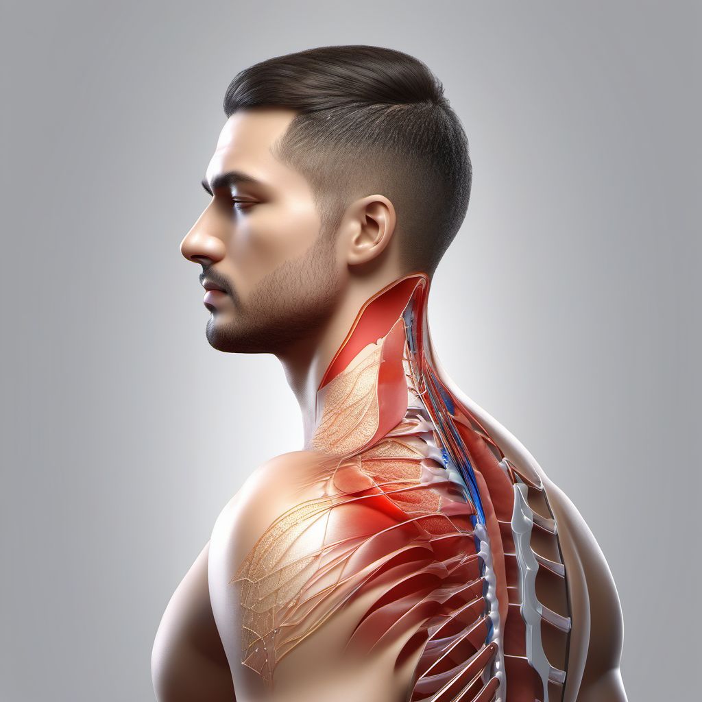 Laceration with foreign body of unspecified shoulder digital illustration