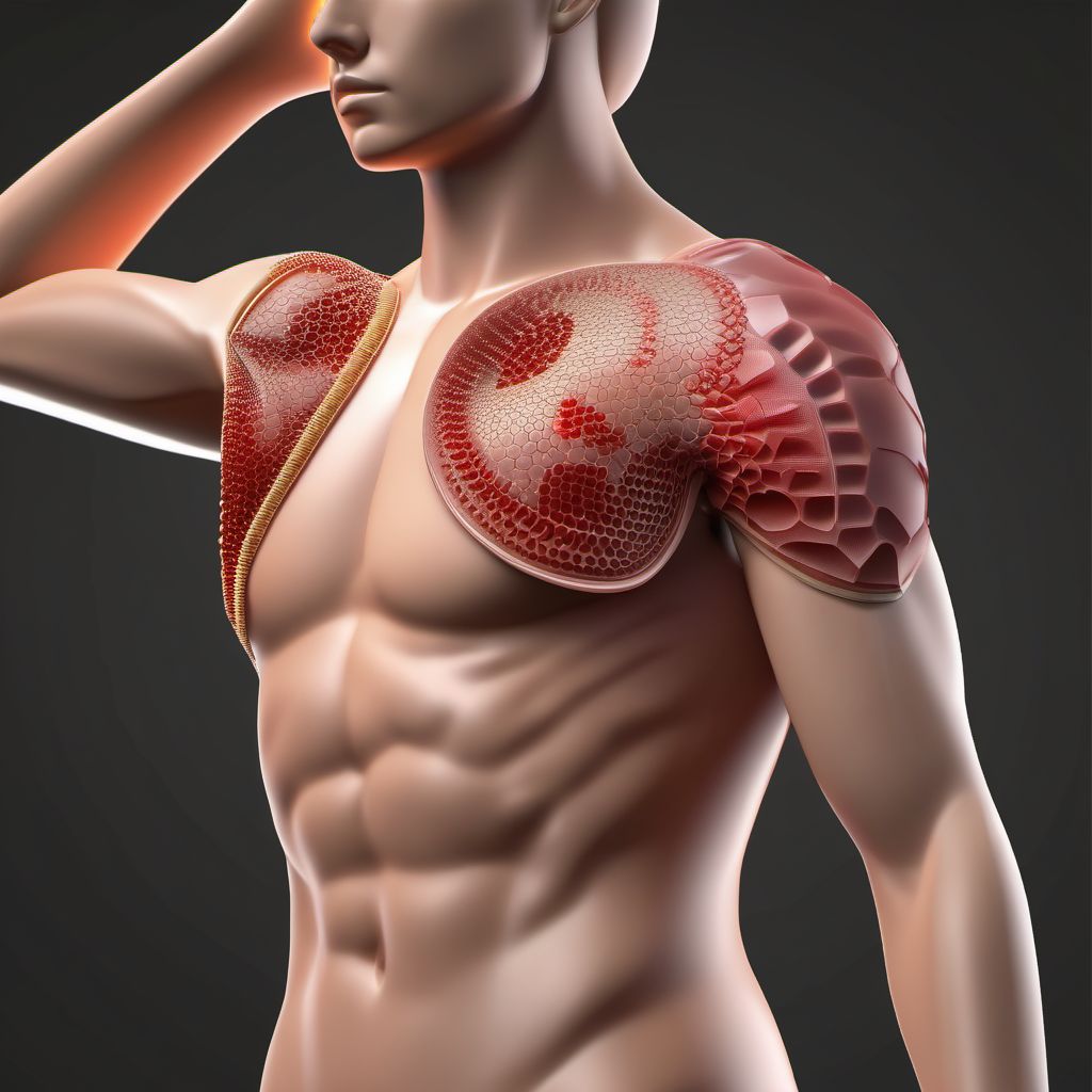 Puncture wound with foreign body of shoulder digital illustration