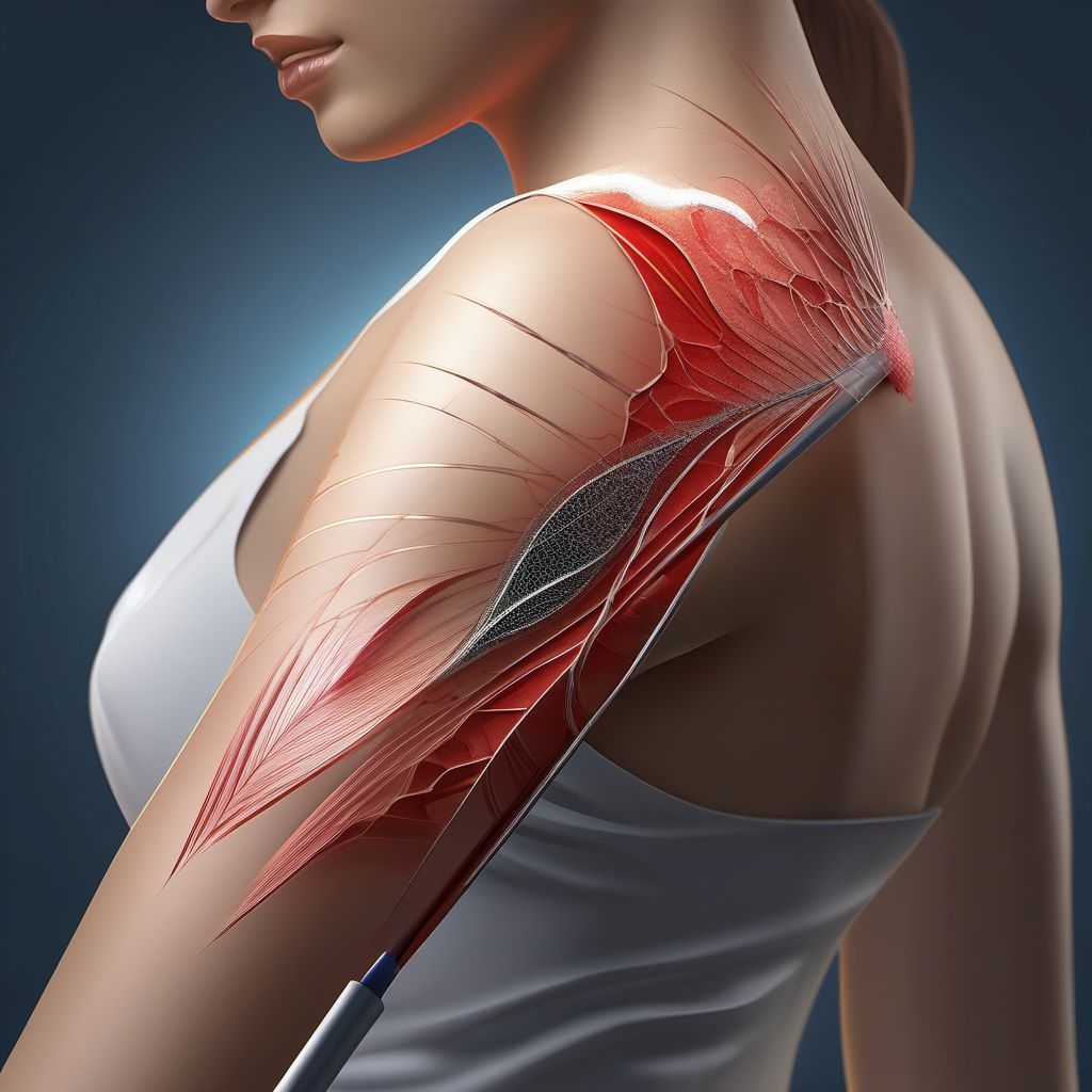 Laceration without foreign body of right upper arm digital illustration