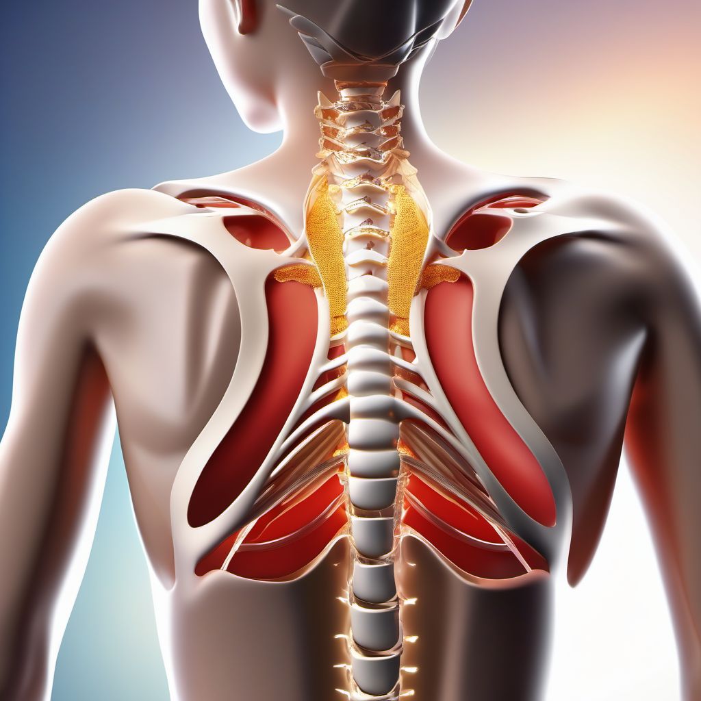 Anterior displaced fracture of sternal end of unspecified clavicle digital illustration