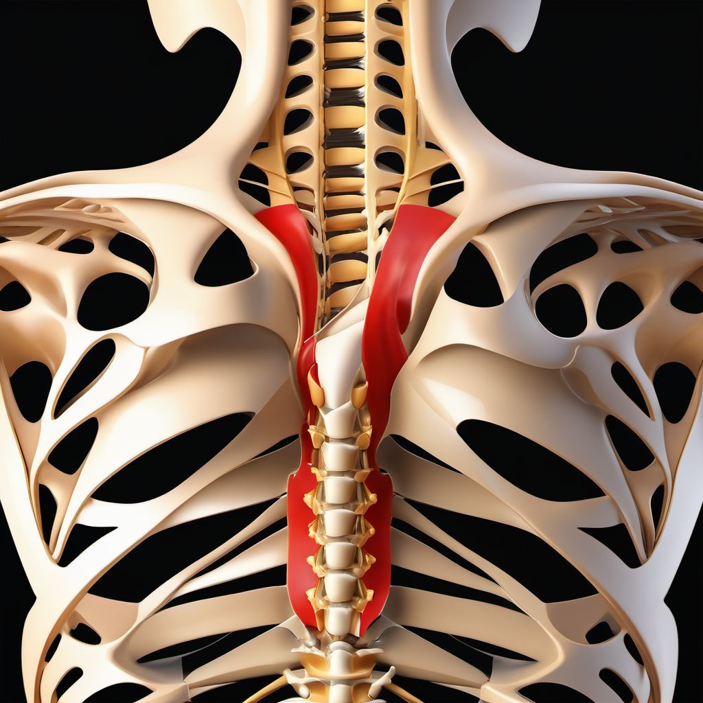 Posterior displaced fracture of sternal end of right clavicle digital illustration