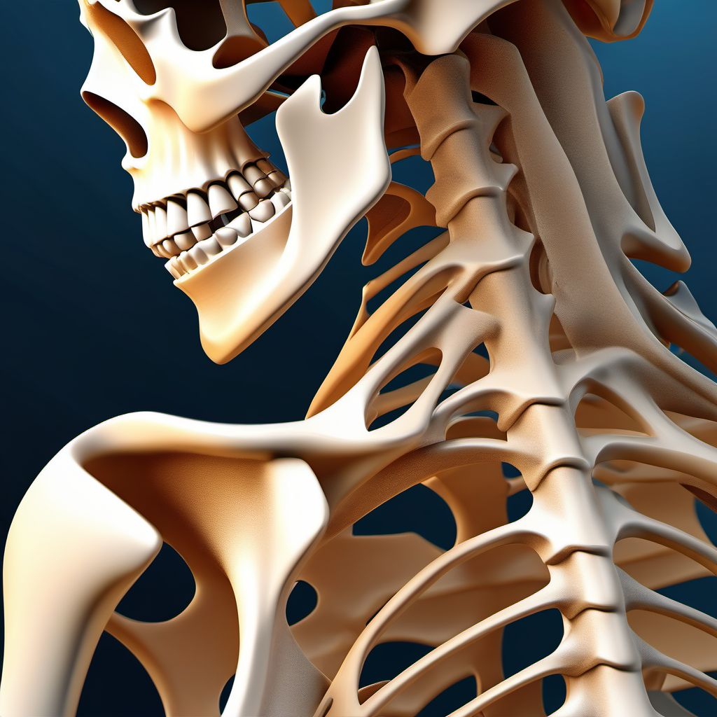 Posterior displaced fracture of sternal end of left clavicle digital illustration