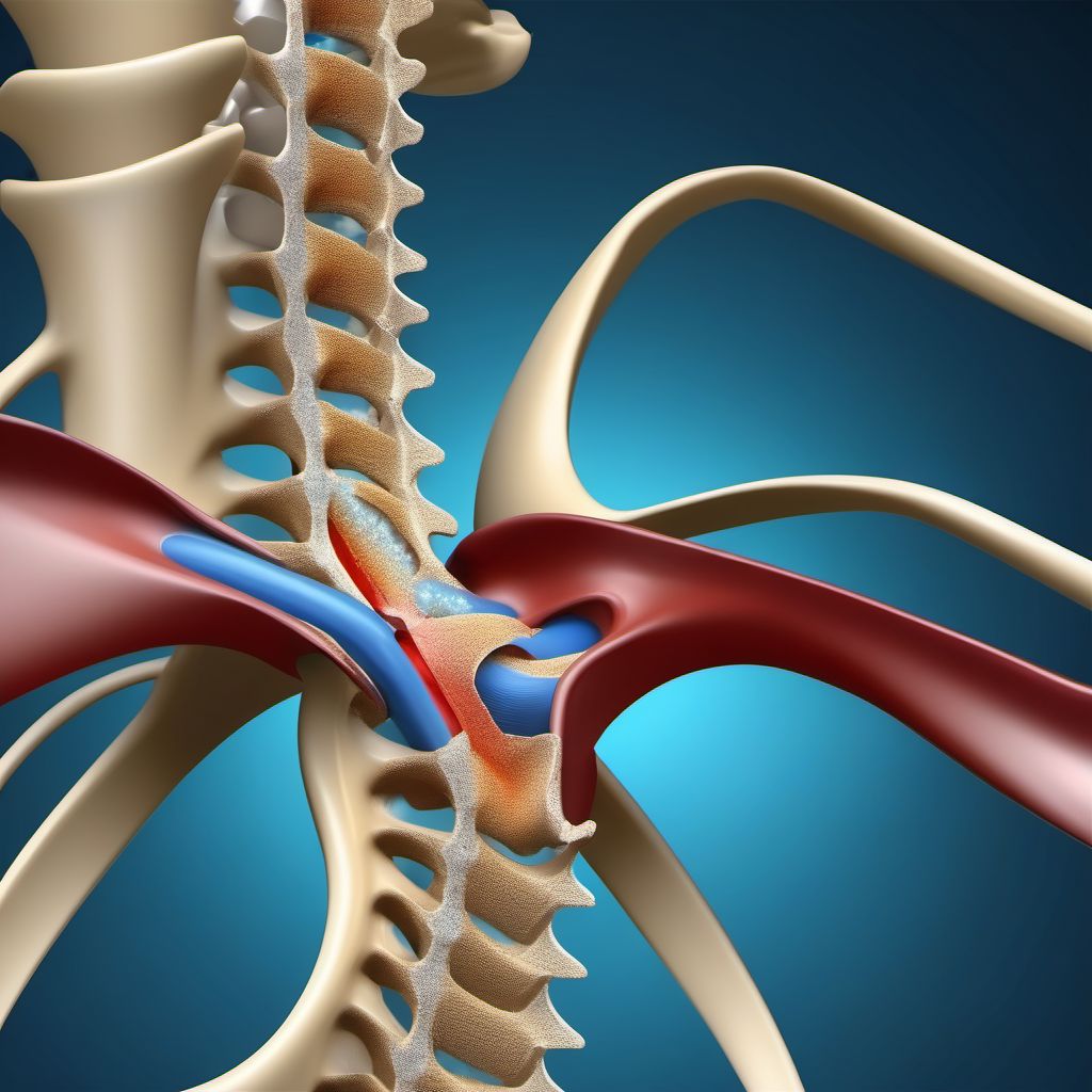 Posterior displaced fracture of sternal end of unspecified clavicle digital illustration