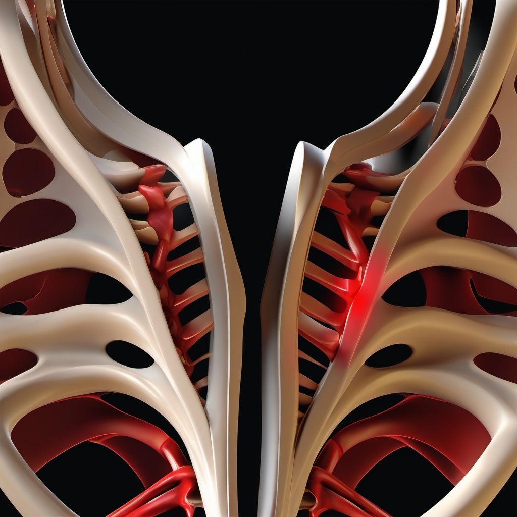 Nondisplaced fracture of sternal end of right clavicle digital illustration