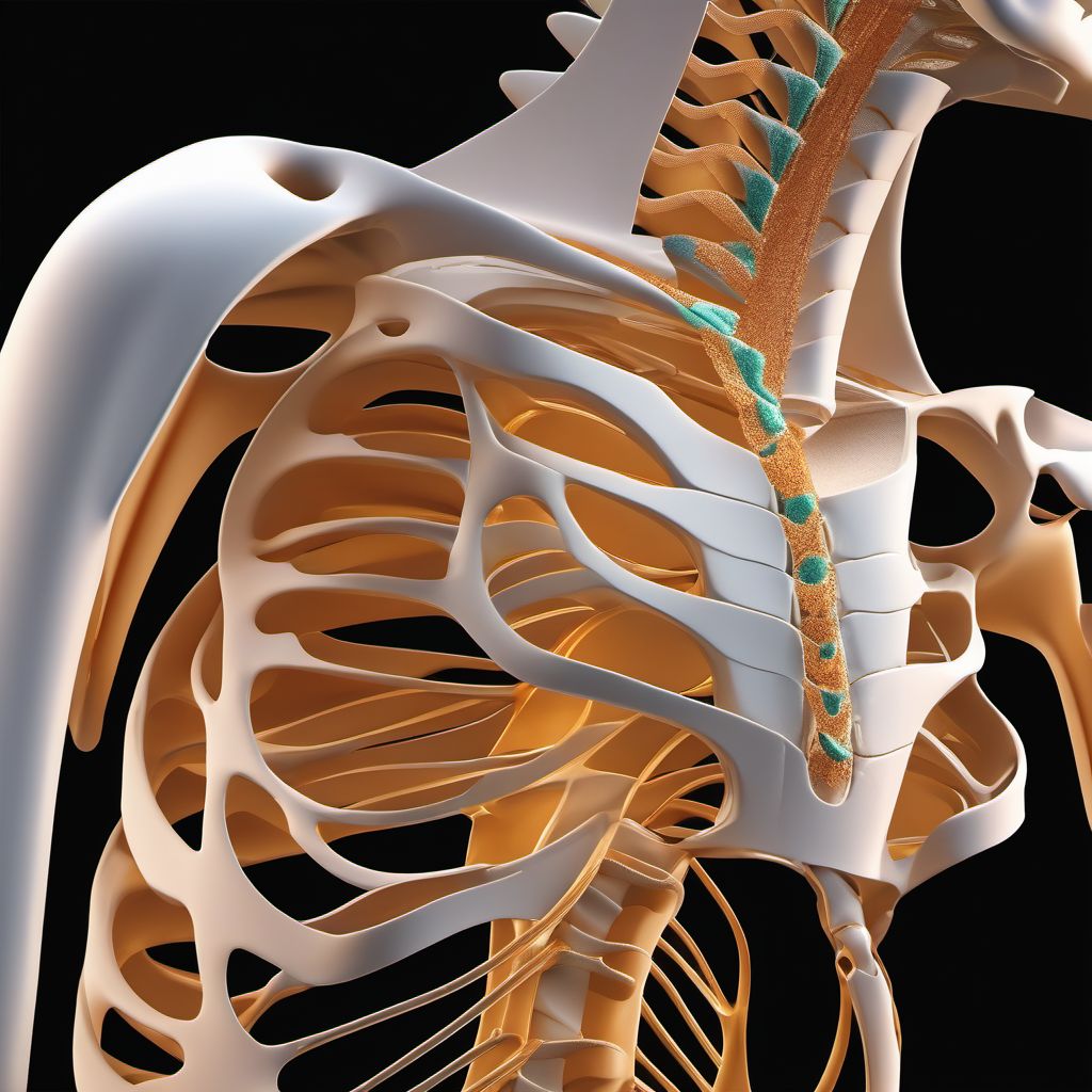 Nondisplaced fracture of sternal end of left clavicle digital illustration