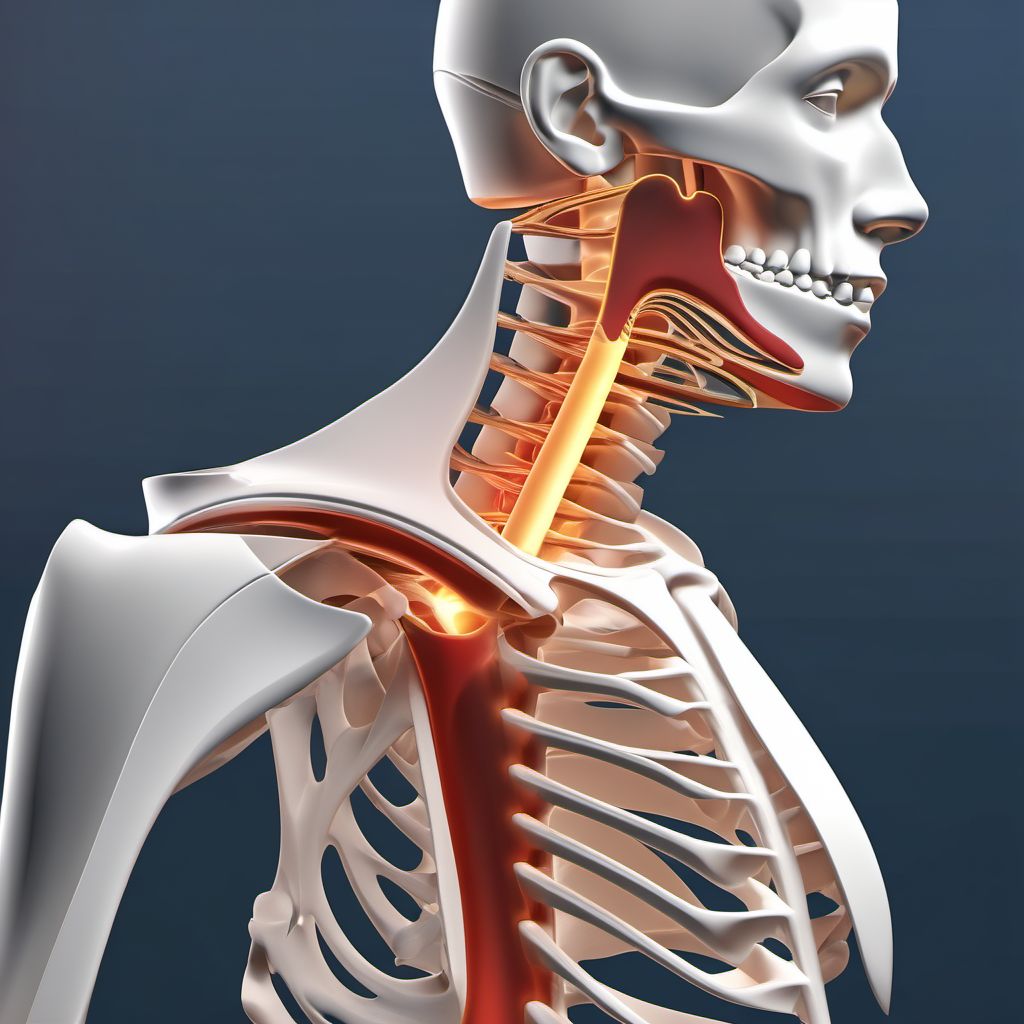 Displaced fracture of shaft of left clavicle digital illustration