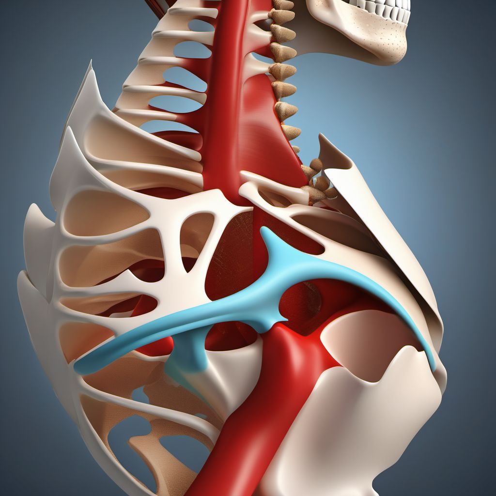 Displaced fracture of lateral end of right clavicle digital illustration