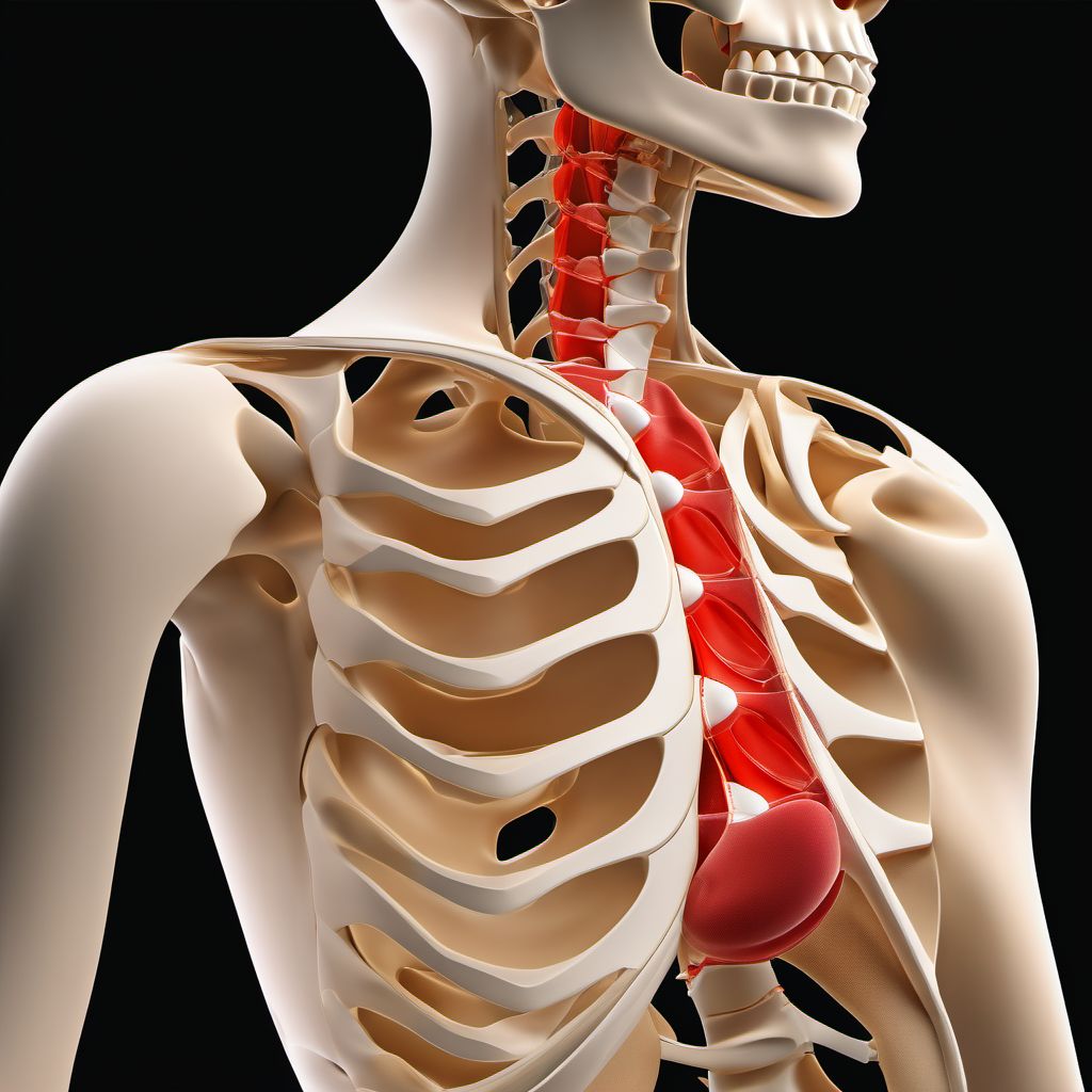 Displaced fracture of lateral end of left clavicle digital illustration