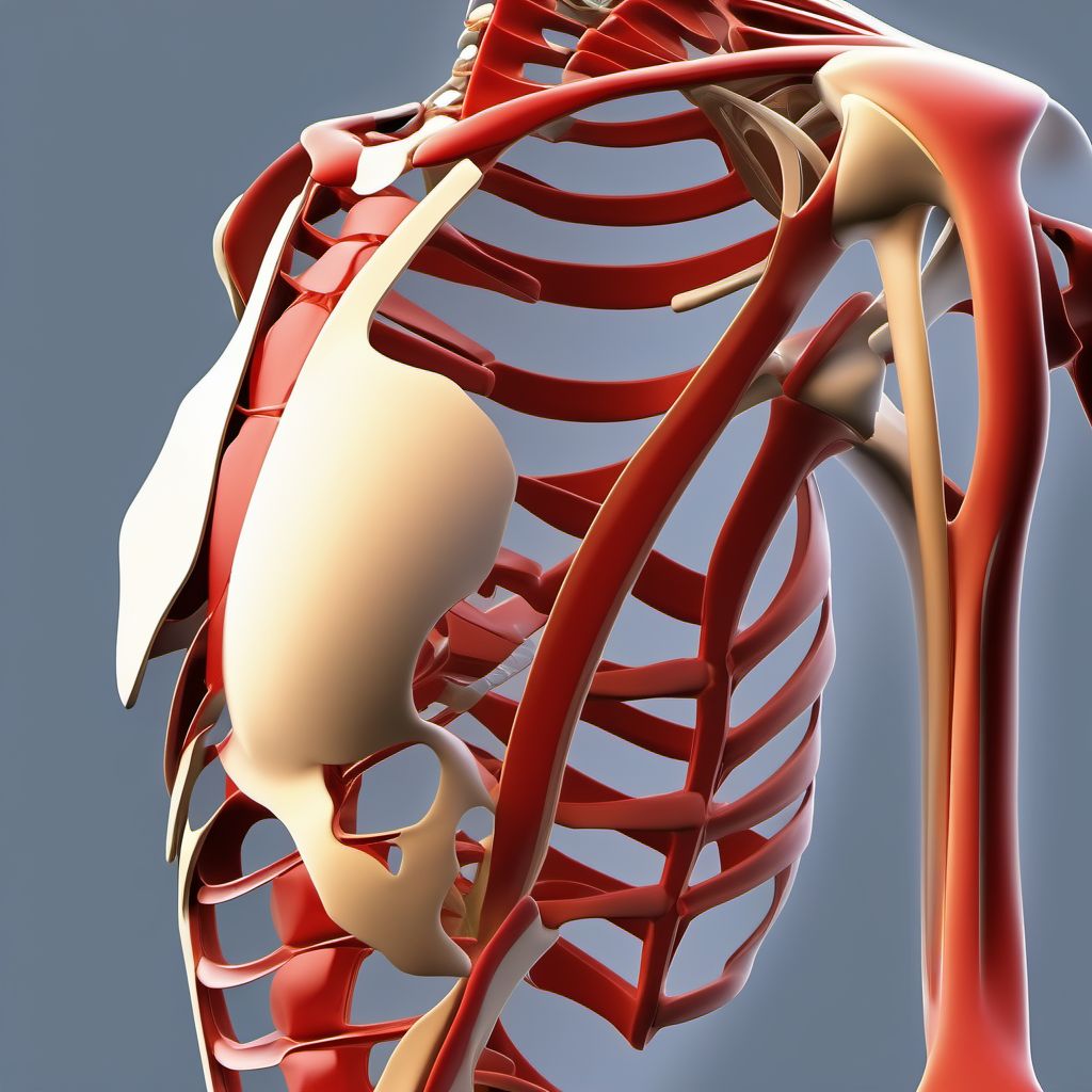 Nondisplaced fracture of lateral end of right clavicle digital illustration