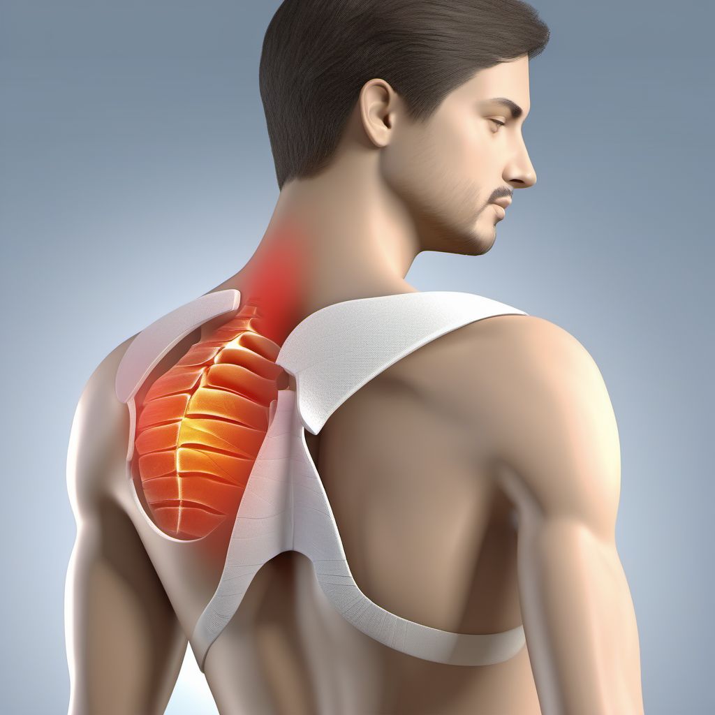 Nondisplaced fracture of glenoid cavity of scapula, right shoulder digital illustration