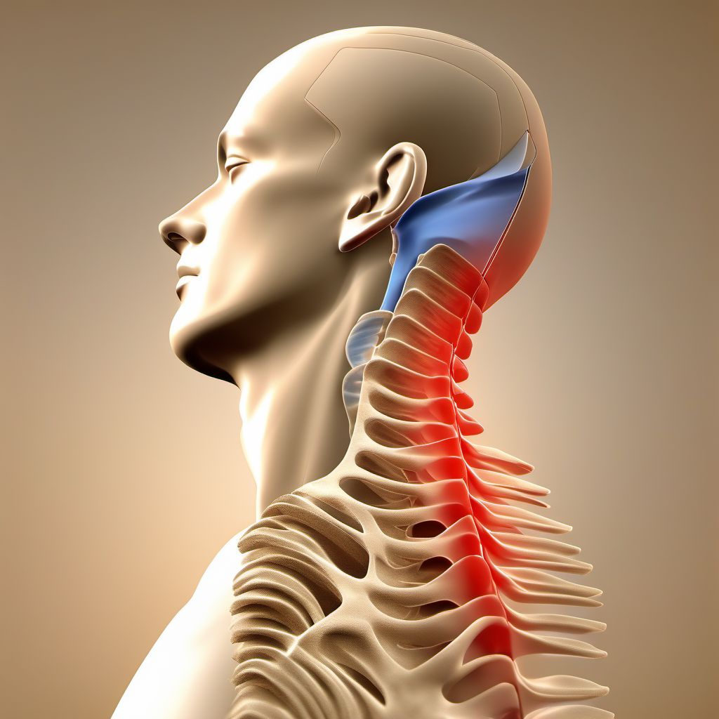 Displaced fracture of neck of scapula, right shoulder digital illustration