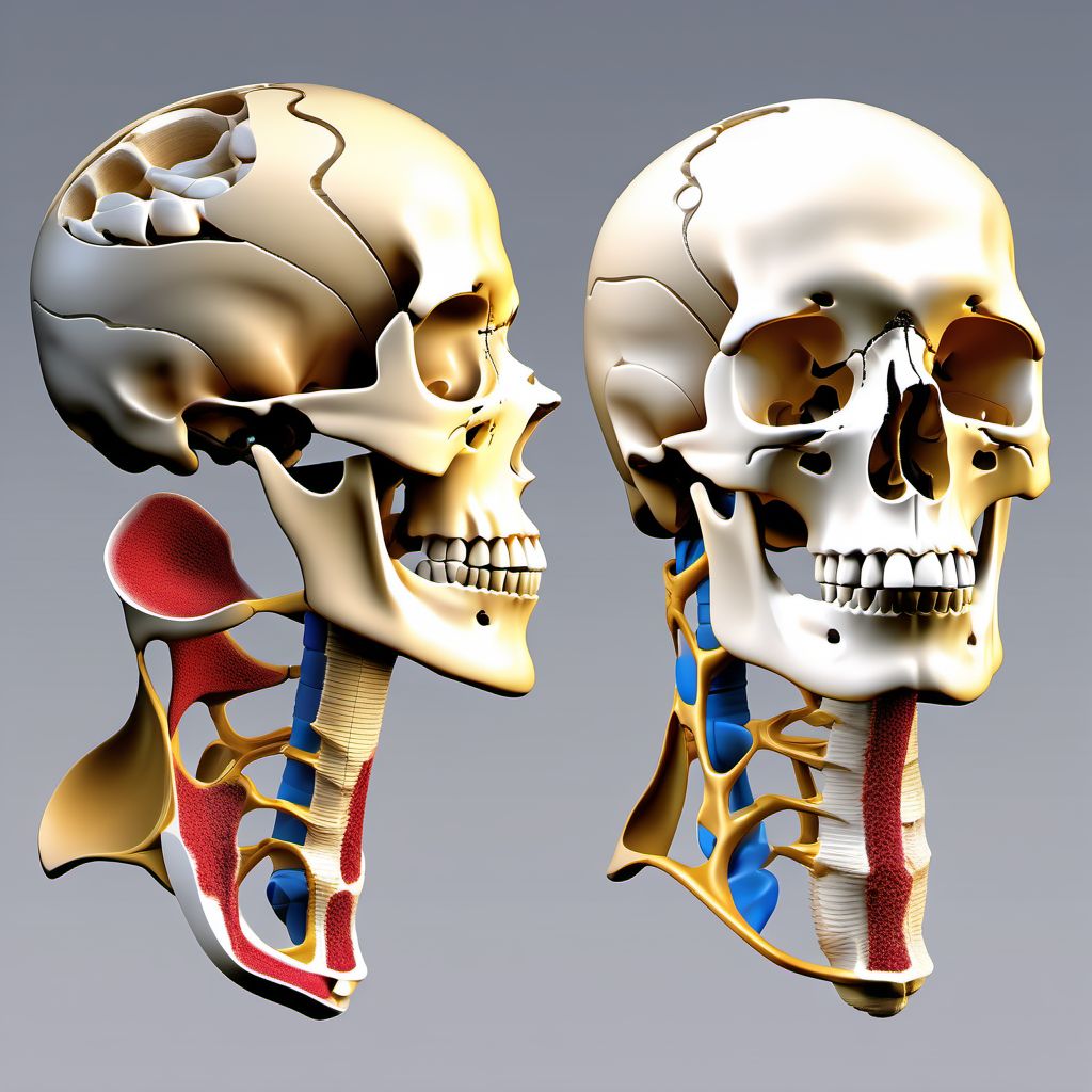 2-part nondisplaced fracture of surgical neck of right humerus digital illustration