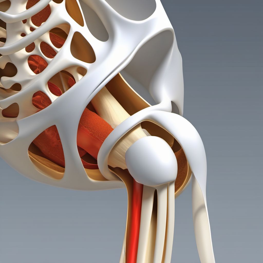 Nondisplaced fracture of greater tuberosity of left humerus digital illustration