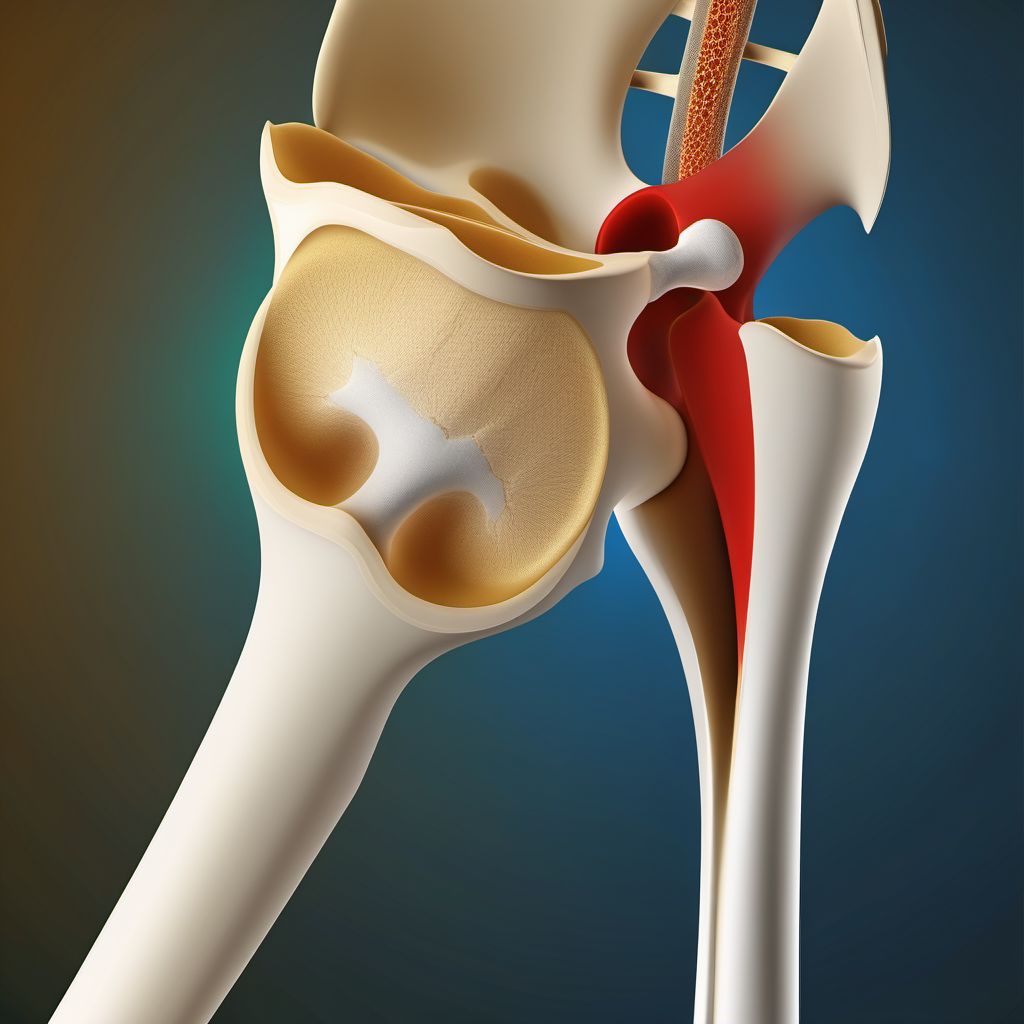 Displaced fracture of lesser tuberosity of left humerus digital illustration