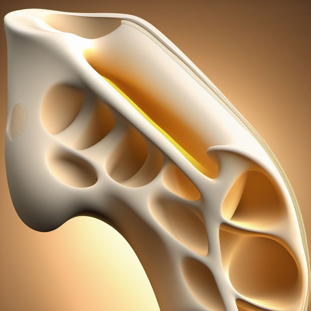 Nondisplaced fracture of lesser tuberosity of left humerus digital illustration