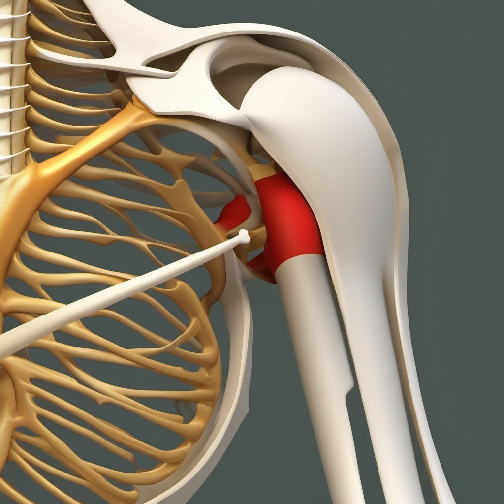 Other displaced fracture of upper end of right humerus digital illustration