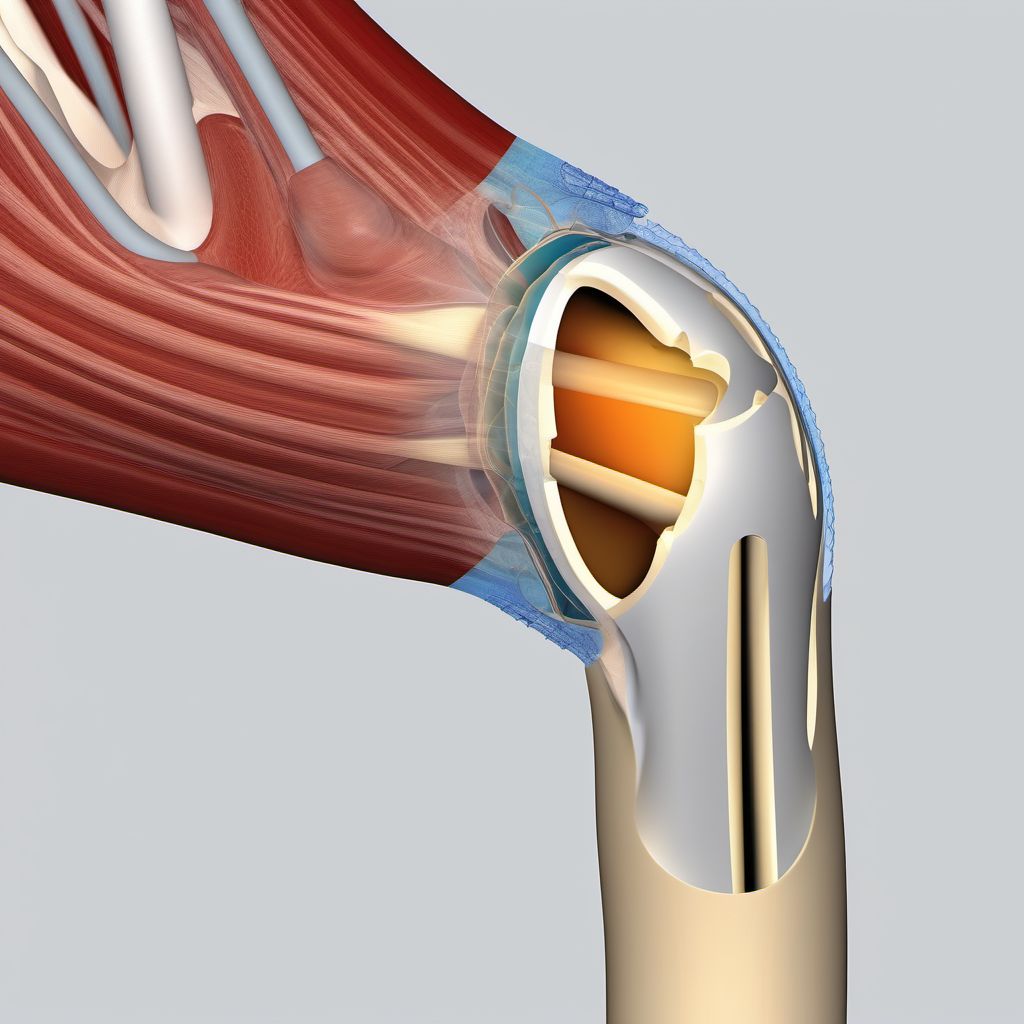 Nondisplaced transverse fracture of shaft of humerus, right arm digital illustration