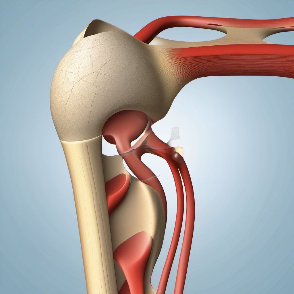 Nondisplaced transverse fracture of shaft of humerus, left arm digital illustration