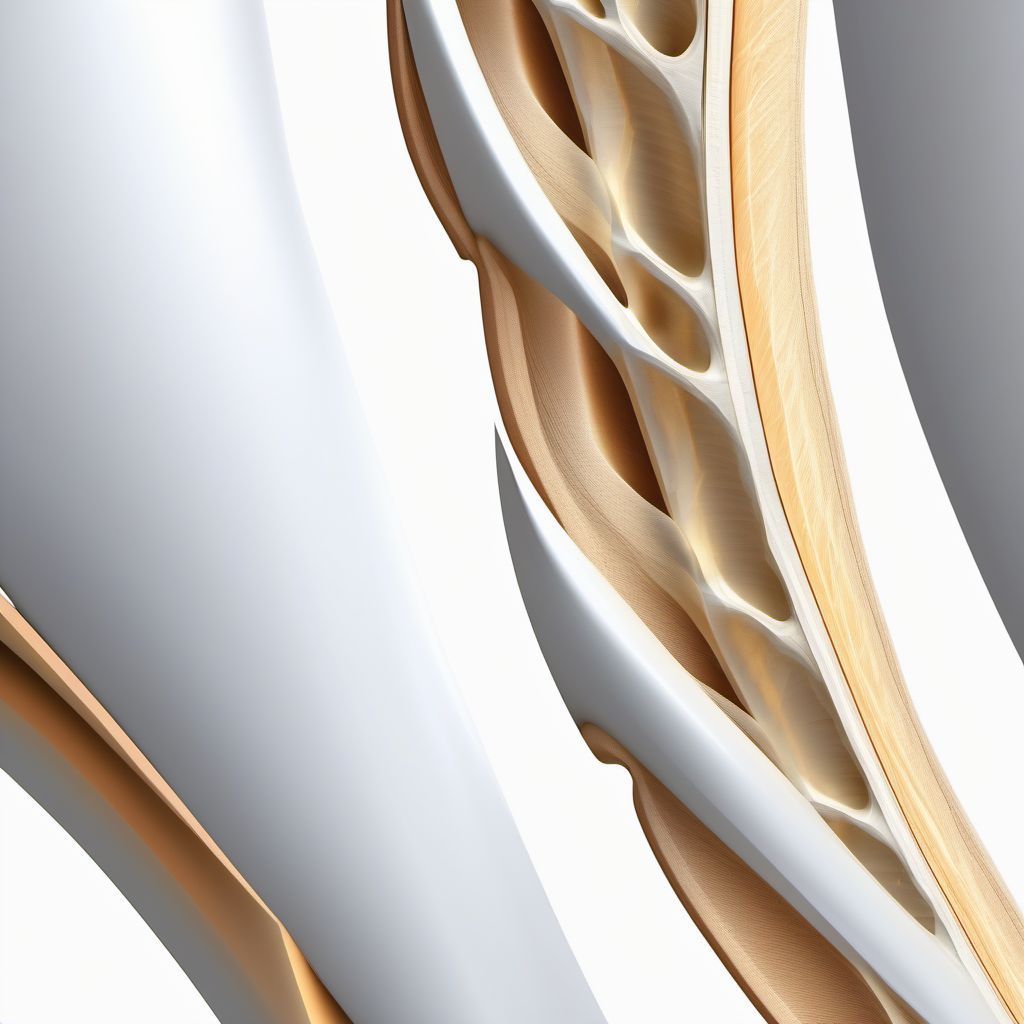 Displaced oblique fracture of shaft of humerus, left arm digital illustration