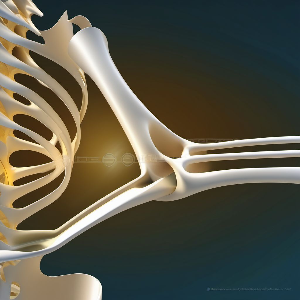 Nondisplaced oblique fracture of shaft of humerus, left arm digital illustration