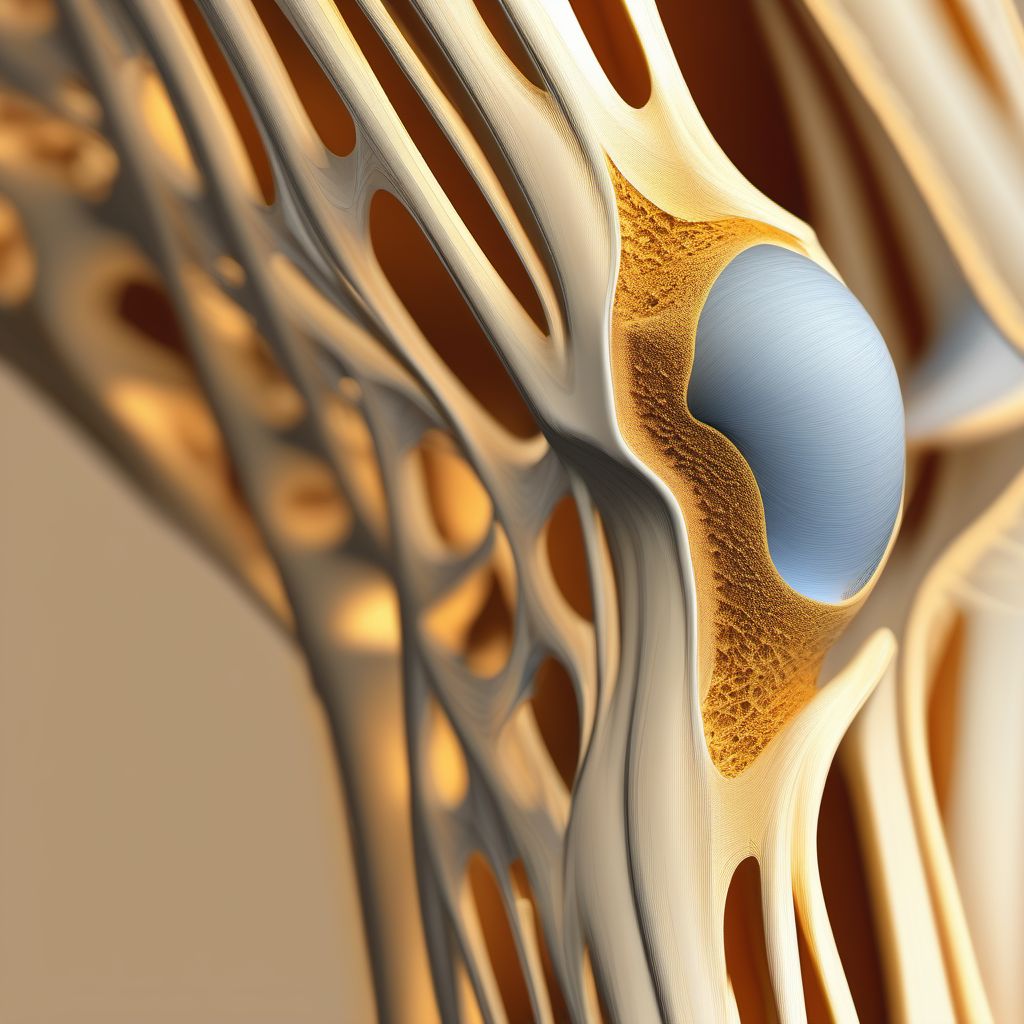 Displaced comminuted fracture of shaft of humerus, right arm digital illustration