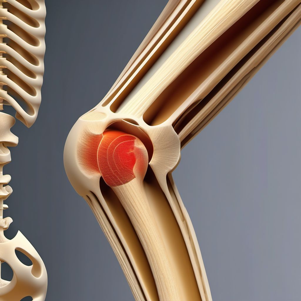 Displaced segmental fracture of shaft of humerus, left arm digital illustration