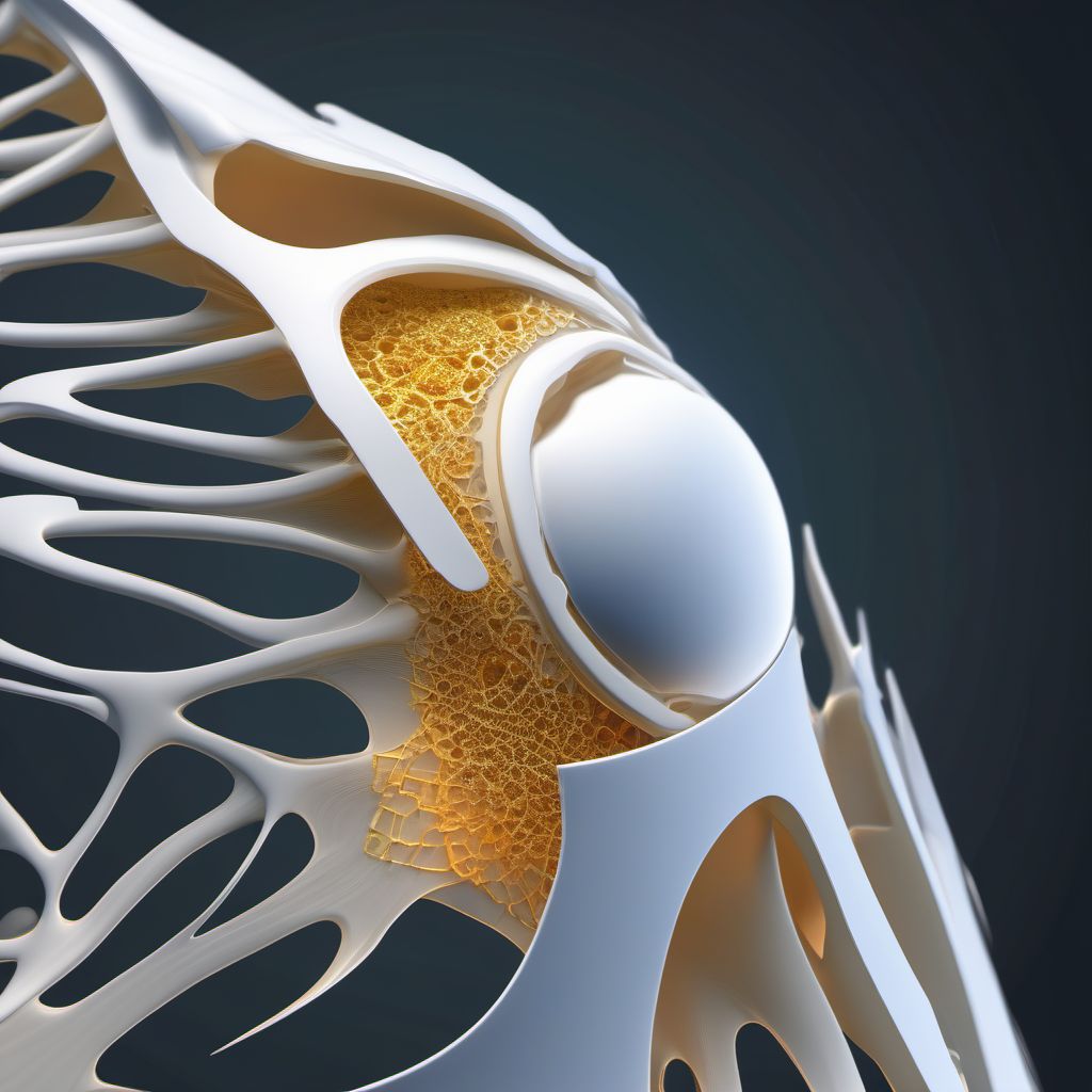 Nondisplaced comminuted supracondylar fracture without intercondylar fracture of right humerus digital illustration